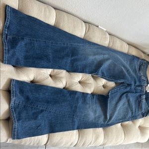Blue Flare Wide Leg Jeans with Rich Denim Tone